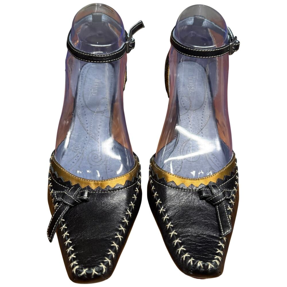 INDIGO by CLARKS Women's 8M Black Leather Slingback Heels Ankle Strap Pumps - Picture 8 of 13